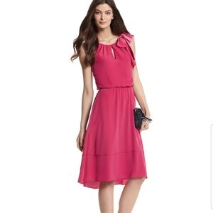 White House black market pink tie shoulder dress